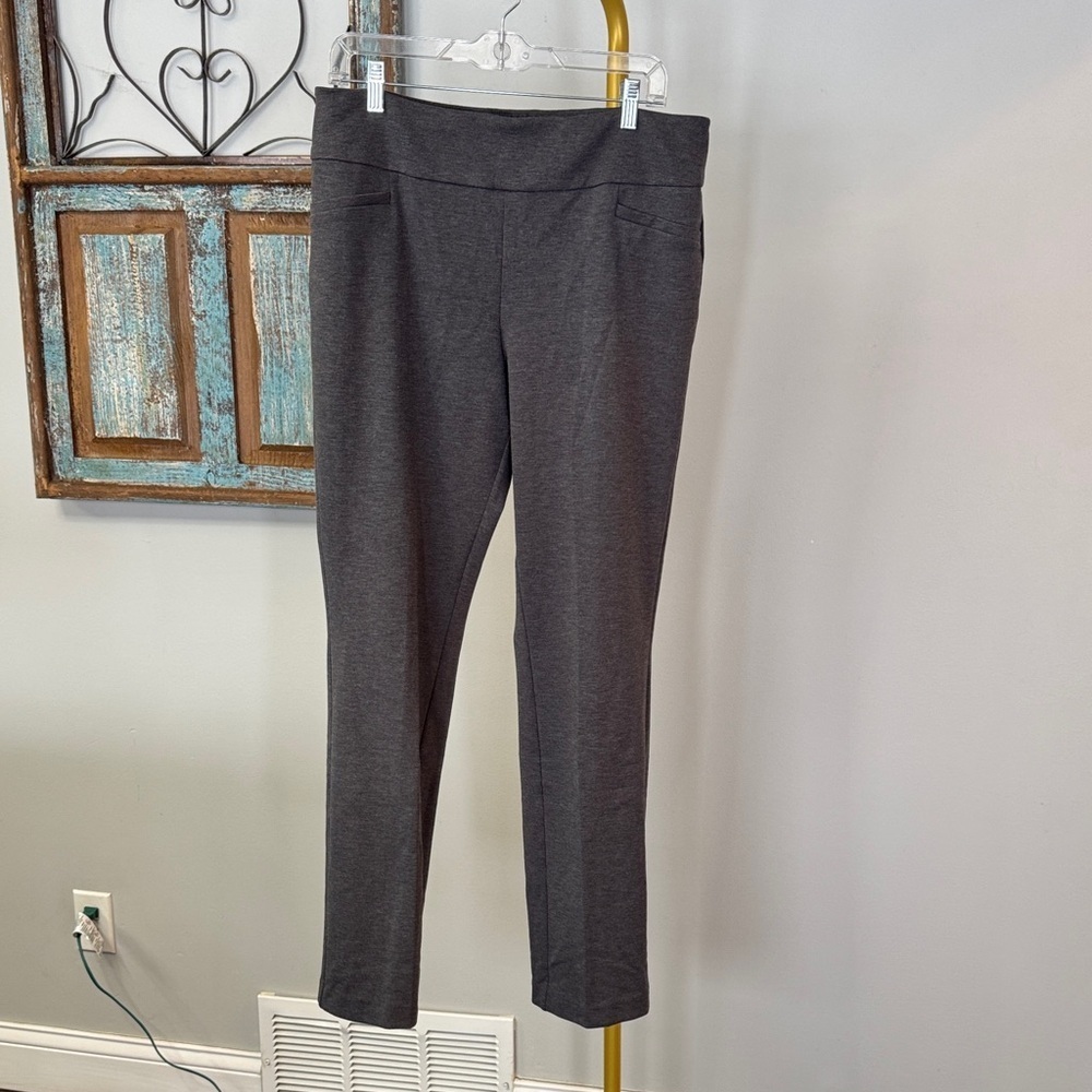 New York & Company ticker Dark Gray trouser Pants EUC L